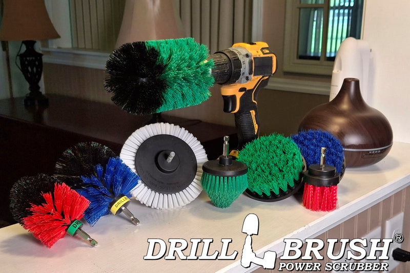 8-piece Drillbrush Household Variety Kit - Soft, Medium, & Stiff Bristles - Home, Kitchen, Marine, Pool, Pet, and Outdoor Cleaning | WE-G4CJ-B4O-RMS-R2L-QC-DB
