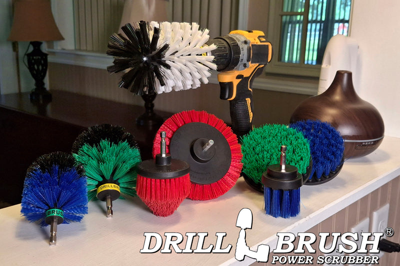 8-piece Drillbrush Household Variety Kit - Soft, Medium, & Stiff Bristles - Home, Kitchen, Marine, Pool, Pet, and Outdoor Cleaning | WJ-G4O-B4M-RECS-B2L-QC-DB