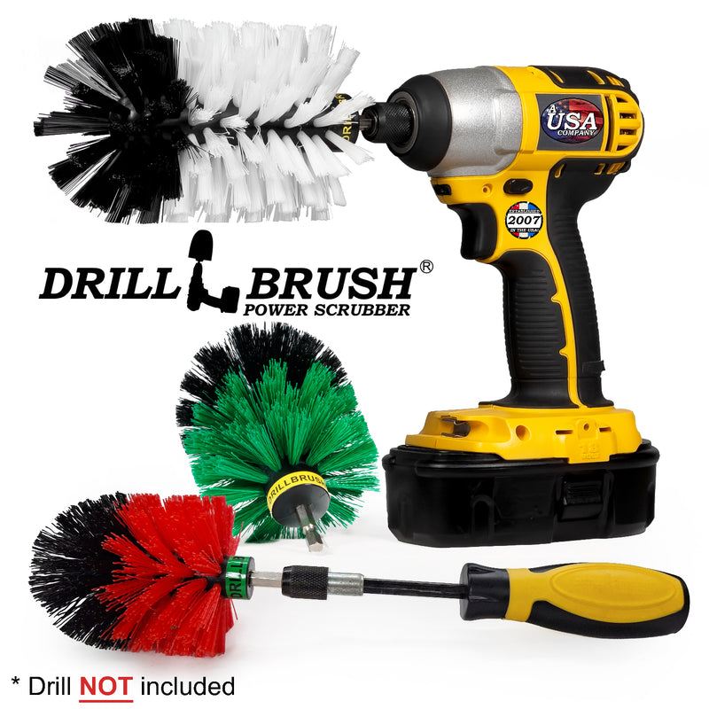 Jumbo, Original, and Mini Brushes w/ Handle Kit - Soft, Medium & Stiff Bristles - Household Variety Cleaning | WJ-GO-RM-HD-S-QC-DB