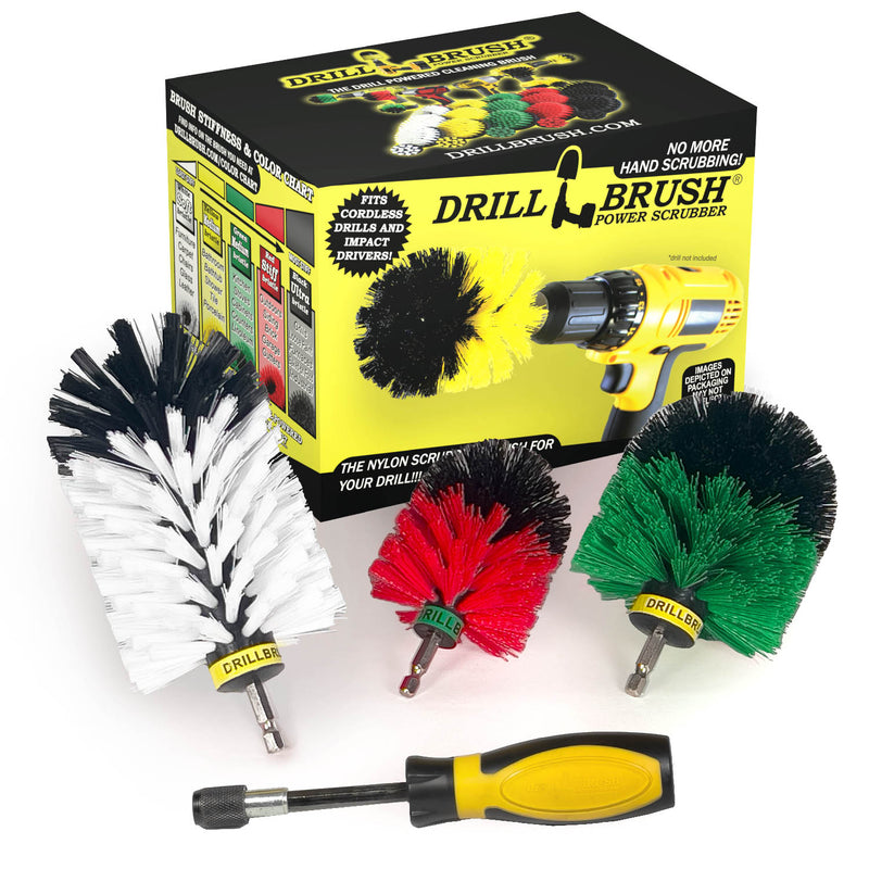 Jumbo, Original, and Mini Brushes w/ Handle Kit - Soft, Medium & Stiff Bristles - Household Variety Cleaning | WJ-GO-RM-HD-S-QC-DB