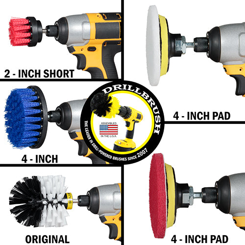 Variety Stiffness 4in, 2in Short, & Original Brush Kit with Useful All-Purpose Cleaning Paste Bundle - Soft, Medium, & Stiff Bristles - 260g Multi-Purpose Cleaning Paste | WO-B4-R2-3V-QC-DB-UP1