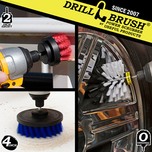 Original, 4in, & 2in Variety Brushes - Soft, Medium, & Stiff Bristles - General Household Cleaning | WO-B4-R2-S-QC-DB