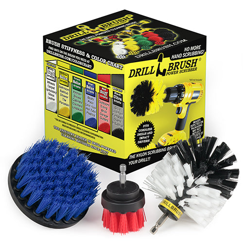 Original, 4in, & 2in Variety Brushes - Soft, Medium, & Stiff Bristles - General Household Cleaning | WO-B4-R2-S-QC-DB