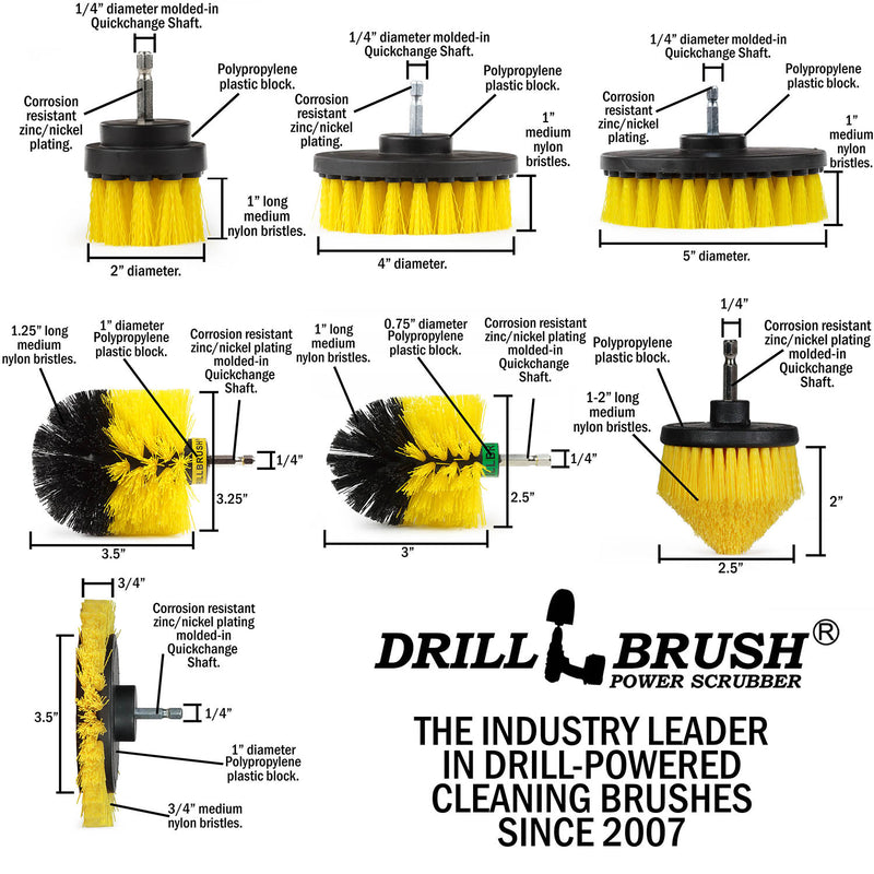 21-piece Yellow Brush Kit - Medium Bristles | Y-E542OMCS-P4-3WRB-2F-3V-5X-QC-DB