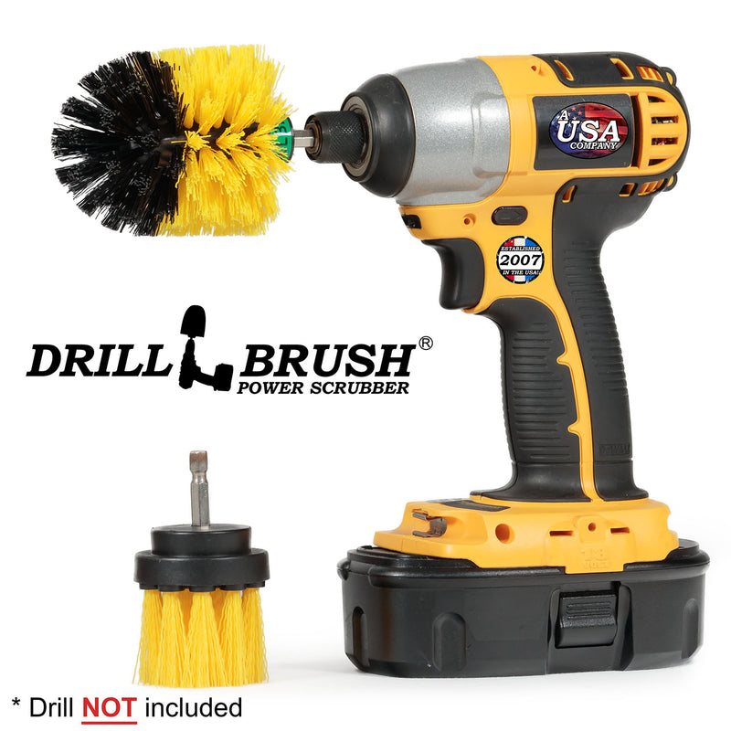 Mini & 2in-L Yellow Brushes - Medium Stiffness - Bathroom & Shower Cleaning | Y-MS-2L-QC-DB