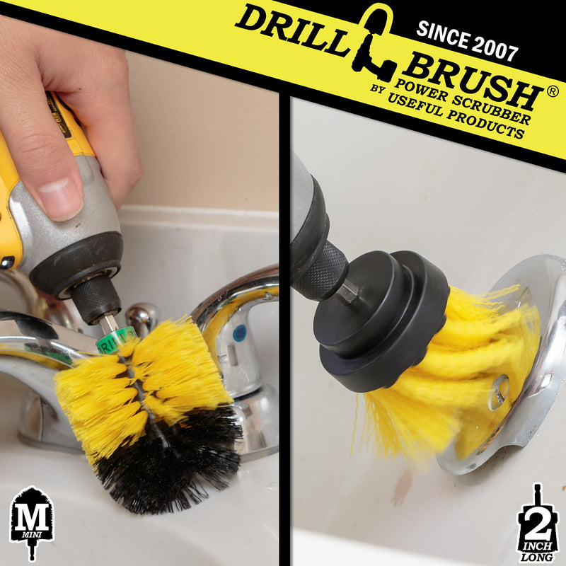 Mini & 2in-L Yellow Brushes - Medium Stiffness - Bathroom & Shower Cleaning | Y-MS-2L-QC-DB
