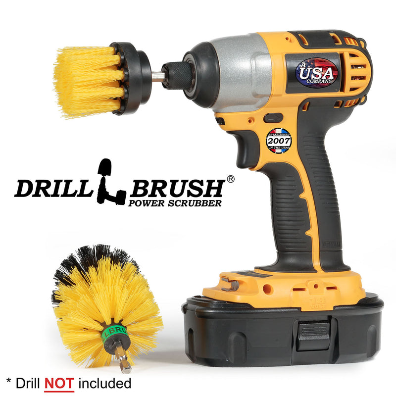 Mini & 2in-L Yellow Brushes - Medium Stiffness - Bathroom & Shower Cleaning | Y-MS-2L-QC-DB