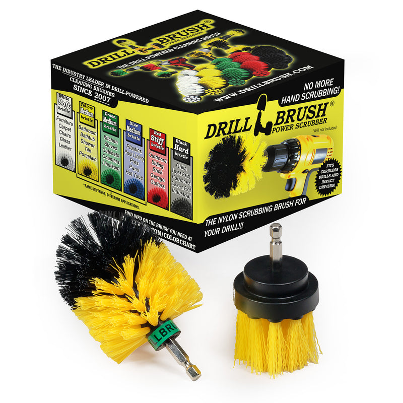 Mini & 2in-L Yellow Brushes - Medium Stiffness - Bathroom & Shower Cleaning | Y-MS-2L-QC-DB