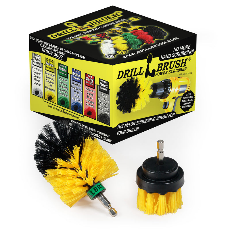 Mini & 2in Yellow Brushes - Medium Bristles - Bathroom & Shower Cleaning | Y-S-2M-QC-DB