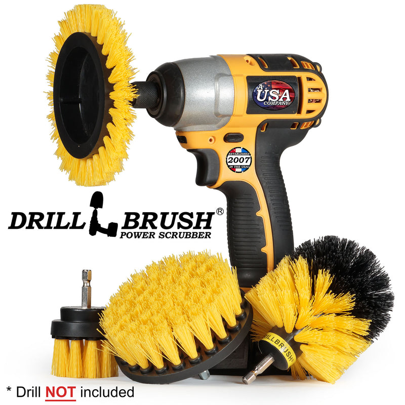 Edge, Original, 4in, & 2in Yellow Brushes - Medium Stiffness - Bathroom & Shower Cleaning | Y-S-E42O-QC-DB