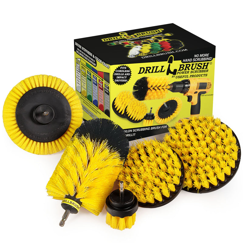 5in Flat Brush, 4in Flat Brush, 2in Short Brush, and Jumbo Original all in Medium Yellow - Bathroom Cleaning Products  | Y-S-E542J-QC-DB