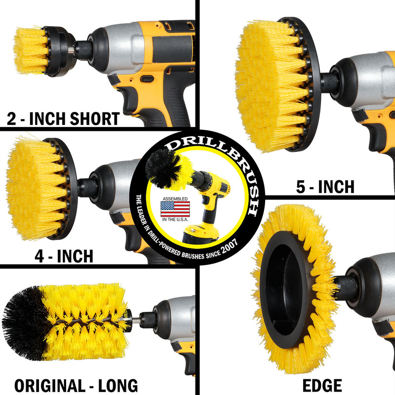 5in Flat Brush, 4in Flat Brush, 2in Short Brush, and Jumbo Original all in Medium Yellow - Bathroom Cleaning Products  | Y-S-E542J-QC-DB