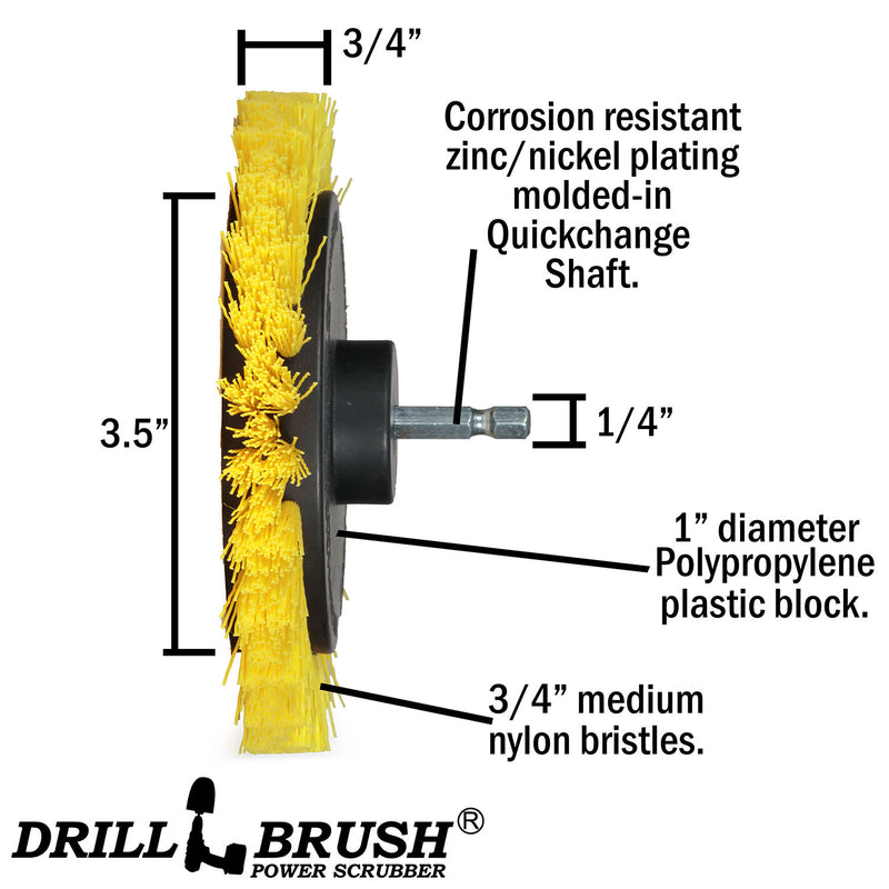 5in Flat Brush, 4in Flat Brush, 2in Short Brush, and Jumbo Original all in Medium Yellow - Bathroom Cleaning Products  | Y-S-E542J-QC-DB