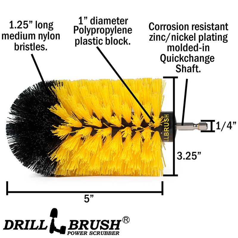 Jumbo Original Yellow Brush - Medium Stiffness - Bullet Shaped - Bathroom & Shower | J-S-Y-QC-DB