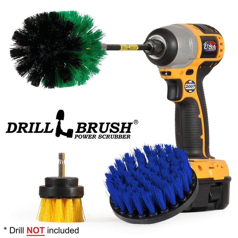 Original, 4 inch, and 2 inch Short Brushes with 5 inch Extension - Medium Bristles - General Cleaning | Y2-GO-B4-S-5X-QC-DB