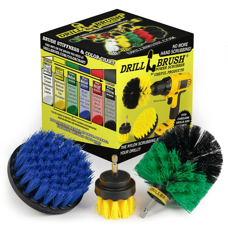 Original, 4in, & 2in Variety Brushes - Medium Bristles - General Household Cleaning | Y2-GO-B4-S-QC-DB