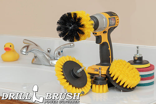 Edge, Original, 4in, & 2in Yellow Brushes w/4in Pads - Medium - Bathroom & Tub | S-YE42O-P4-WRB-3V-QC-DB