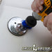 Drillbrush 2 inch Long Medium Blue Marine & Pool Brush cleaning a gas cap.