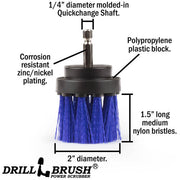 Specs for the Drillbrush 2 inch Long Medium Blue Marine & Pool Brush.