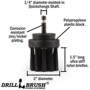 Specs for the Drillbrush 2 inch Long Ultra Stiff Black Grill & Industrial Brush.