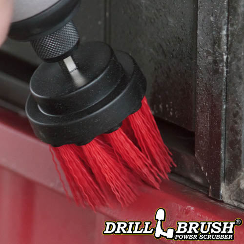 Drillbrush 2 inch Long Stiff Red Outdoor & Patio Brush cleaning deck railings.