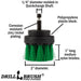 Specs for the Drillbrush 2 inch Short Medium Green Kitchen Brush.
