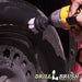 Drillbrush 2 inch Short Soft White Home & Auto Brush cleaning a tire.