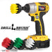 Drillbrush Soft White, Medium Yellow, Medium Green, and Stiff Red 2 inch Short 4-piece Variety Brush Kit with a Yellow 2 inch Short brush in a cordless drill.