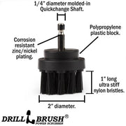 Specs for the Drillbrush 2 inch Short Ultra Stiff Black Grill & Industrial Brush.