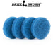 The Drillbrush Stiff Blue 3 inch Scrubbing Pad Refill Kit splayed out.