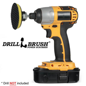 The Drillbrush 3in Hook-and-Loop Pad Backer in a cordless drill.