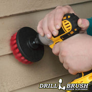 Drillbrush 4 inch Stiff Red Outdoor & Patio Brush cleaning vinyl siding.
