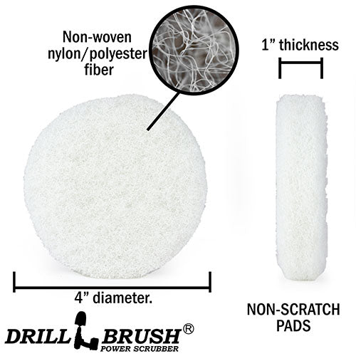 4in White Scrubbing Pads Refill - Very Soft - Glass & Wood Cleaning | 4in-P4W-refill-DB