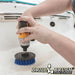 Drillbrush 4 inch Medium Blue Marine & Pool Brush cleaning the stern of a boat.