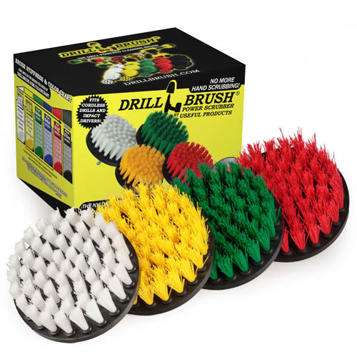 The 4-piece 4 inch Flat Brush kit in front of it's packaging.