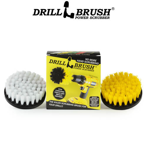 2-piece 4 inch Brush Kit - Soft & Medium Bristles - Home, Auto, & Bathroom Cleaning | 4in-S-WY-QC-DB