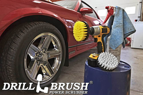2-piece 4 inch Brush Kit - Soft & Medium Bristles - Home, Auto, & Bathroom Cleaning | 4in-S-WY-QC-DB