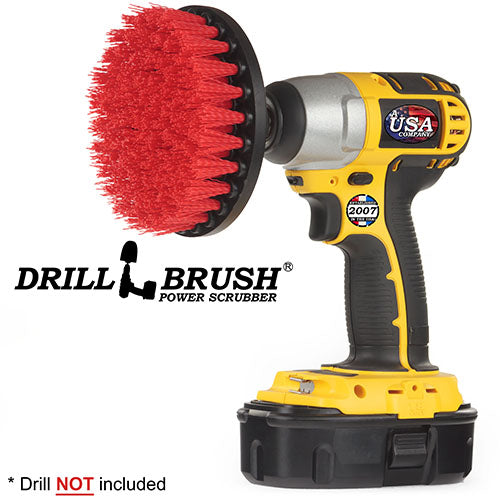 5in Red Brush - Stiff Bristles - Masonry & Lawn Furniture Cleaning | 5in-S-R-QC-DB