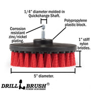 Specs for the Drillbrush 5 inch Stiff Red Outdoor & Patio Brush.