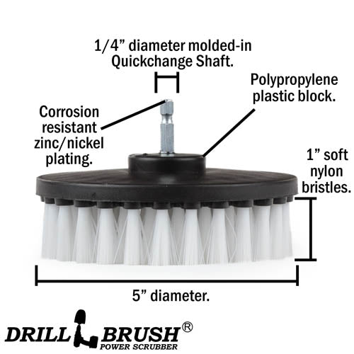 Specs for the Drillbrush 5 inch Soft White Home & Auto Brush.