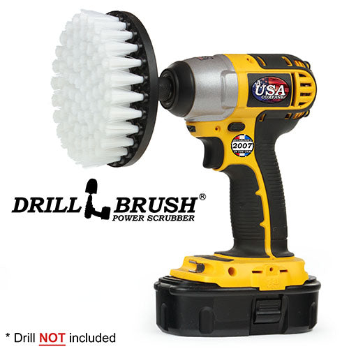 5in White Brush - Soft Bristles - Home & Auto Cleaning | 5in-S-W-QC-DB