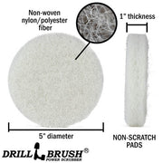 Specs for the Drillbrush Soft White 5 inch Scrubbing Pad.