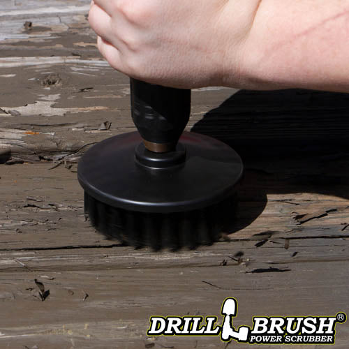Drillbrush 5 inch Hex Ultra Stiff Black Grill & Industrial Brush removing peeled paint.
