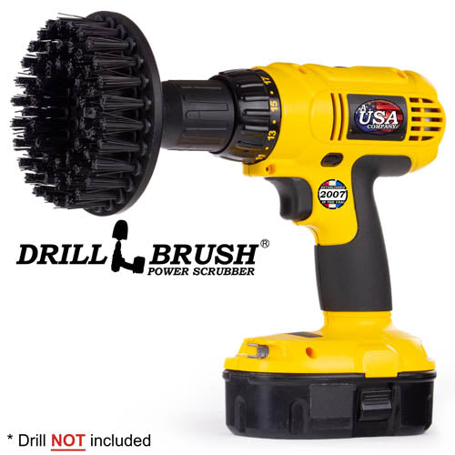 Drillbrush 5 inch Hex Ultra Stiff Black Grill & Industrial Brush in a cordless drill.