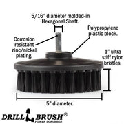 Specs for the Drillbrush 5 inch Hex Ultra Stiff Black Grill & Industrial Brush.