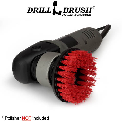 Drillbrush 5 inch Threaded Stiff Red Outdoor & Patio Brush in a variable speed polisher.