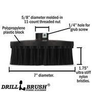 Technical specs of an Ultra Stiff Grill & Industrial 7 inch Drillbrush.