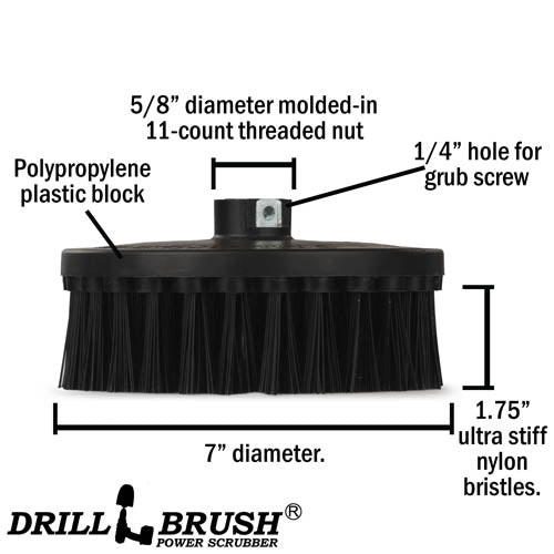 Technical specs of an Ultra Stiff Grill & Industrial 7 inch Drillbrush.