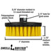 Technical specs of a Medium Yellow Bathroom 7 inch Drillbrush.