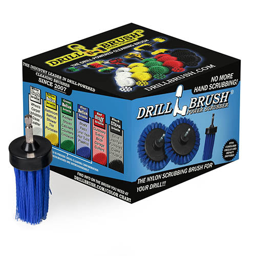 1in Blue Brush - Medium Stiffness - Long Bristles - Marine & Pool Spot Cleaning | 1in-L-B-QC-DB